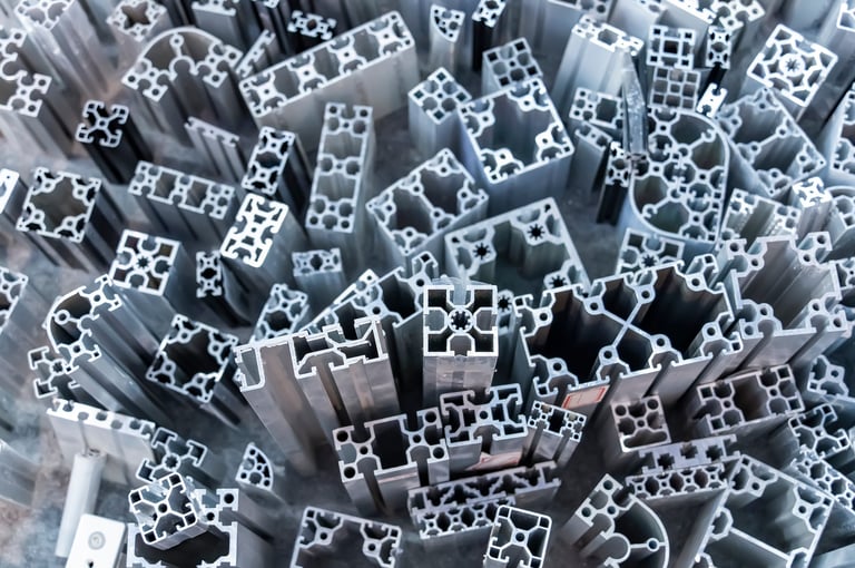 Cross sections of extruded aluminium channels