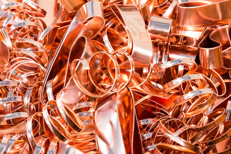 Scrapheap of copper foil for recycling